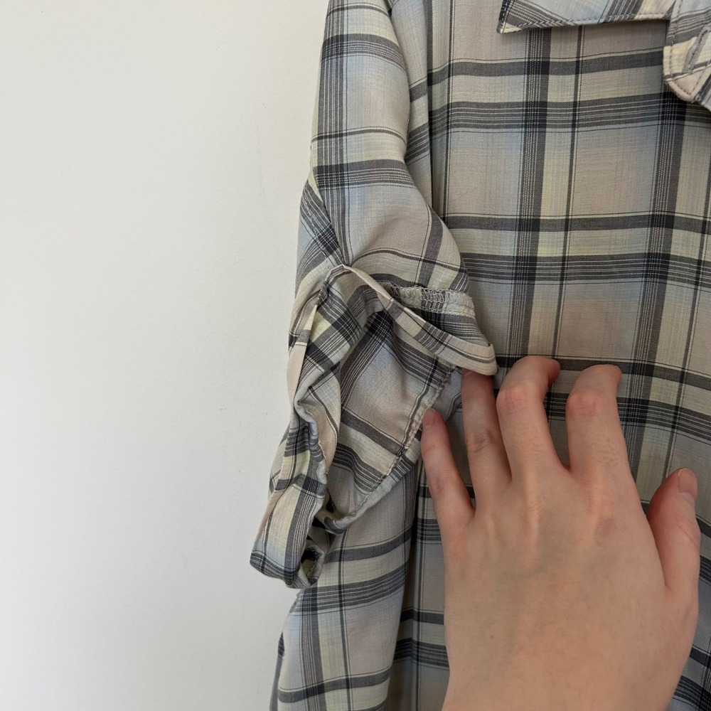 L.L. Bean Button Up Shirt Blue XL Plaid Tencel Lyocell Short Sleeve 526191 - Picture 3 of 6